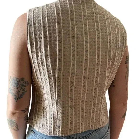 Vintage 1990s Liz Sport Lavender Floral V Neck Vest Sportcoat Tank Blouse Sz M - Picture 5 of 8